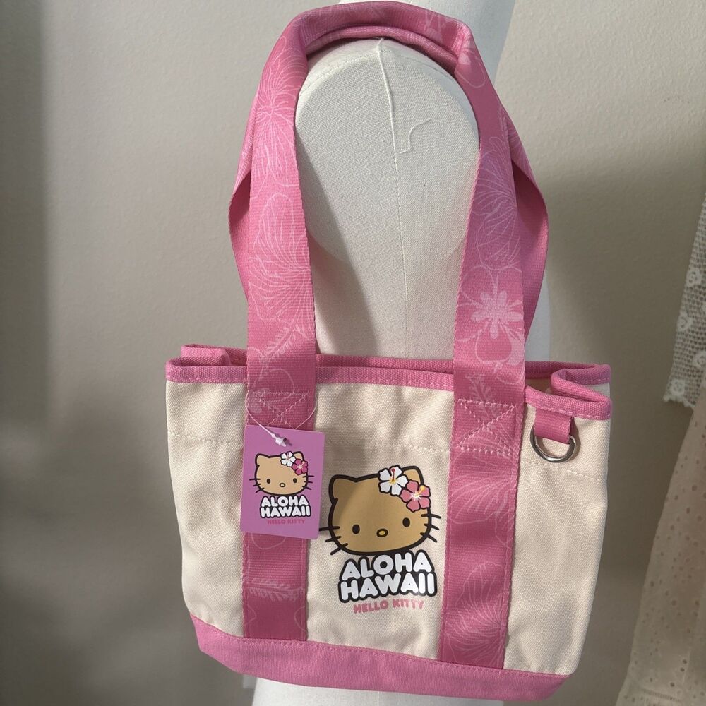 Hello Kitty Aloha Hawaii Mini Tote ABC Store Exclusive Pink Black Blue Bag